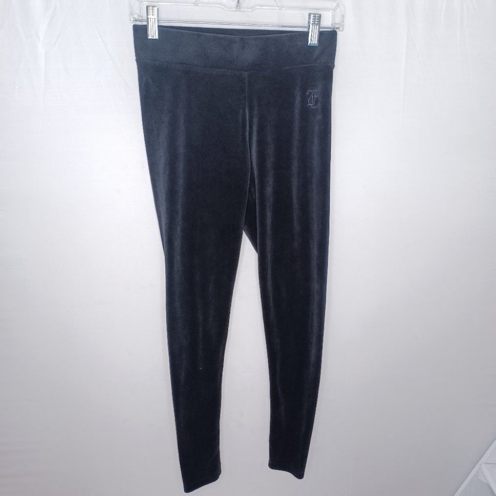 Juicy Couture Black Crushed Velour Pant Size Small